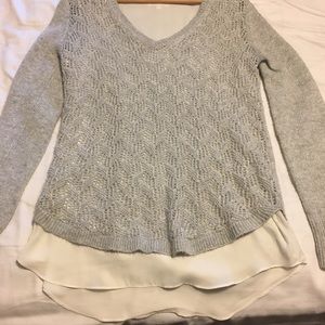 RW&co Mixed Media Knit Layered Sweater Med